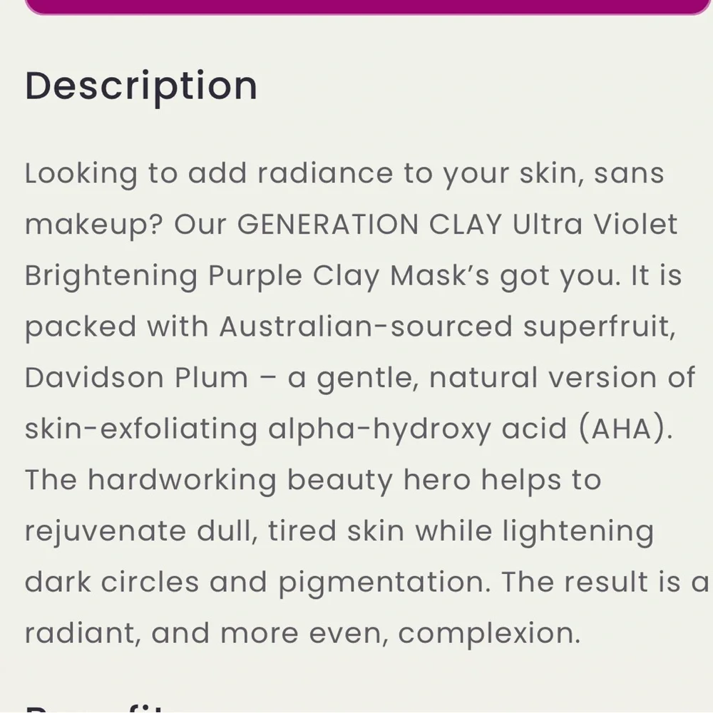 GENERATION SKIN Ultra Violet Brightening Purple Clay Restorative Mask 3.97 oz.